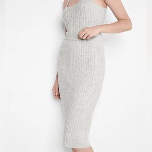 New Express Women's Super High Waisted Cable Knit Sweater Midi Skirt Size Large